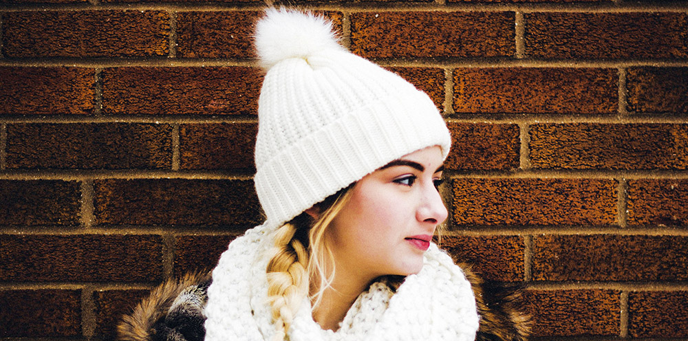 white beanie hat