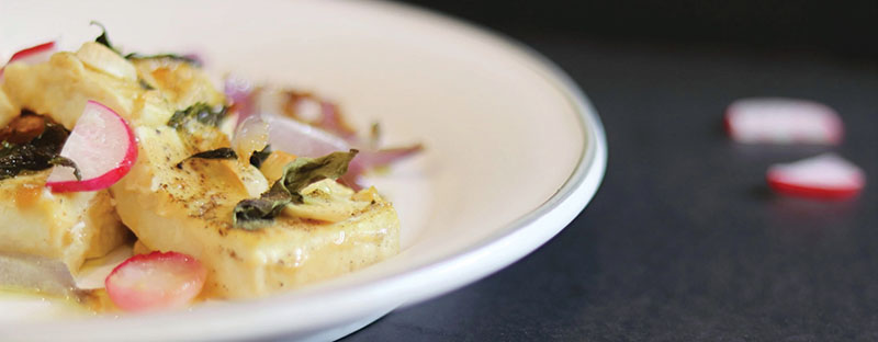 Miso Baked Tofu With Red Radishes